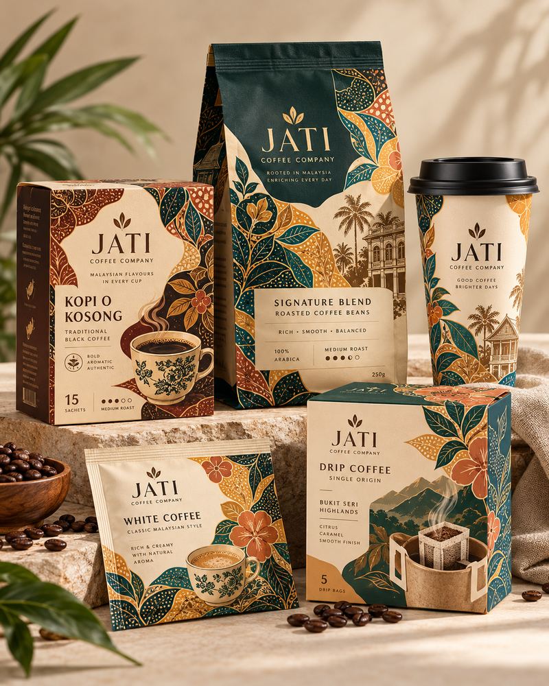 Jati Coffee Company: malaysian batik-inspired coffee packaging concept design by KEFI