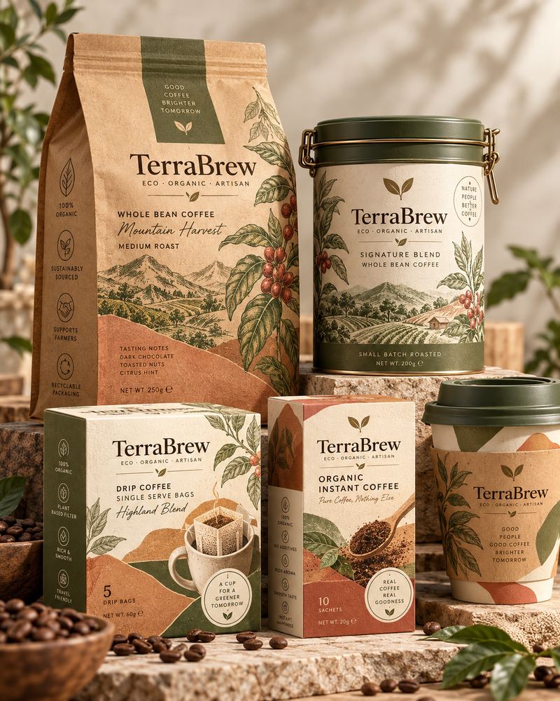TerraBrew: natural and eco coffee packaging concept design by KEFI