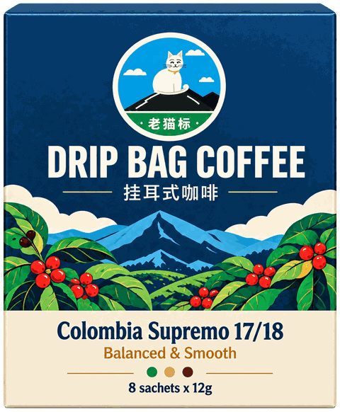 Lao Mao Colombia Supremo 17/18 drip bag coffee box, 8 sachets x 12g